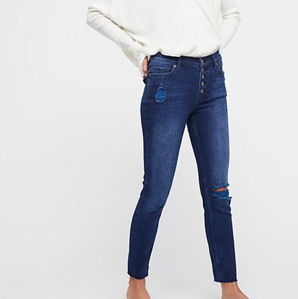 Free People Regan Destroyed Skinny Jeans